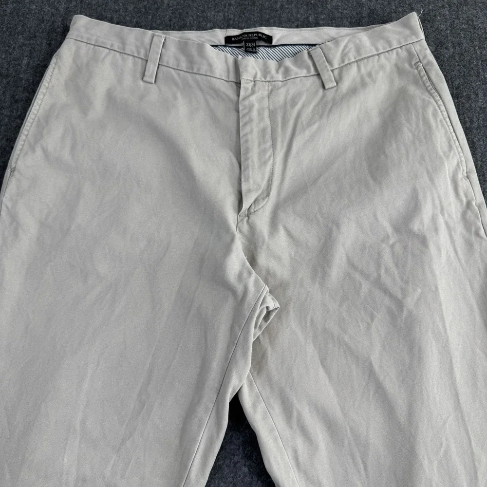 Banana Republic Gavin Chino Men's 33x34 Ivory Pants 100% Cotton Straight